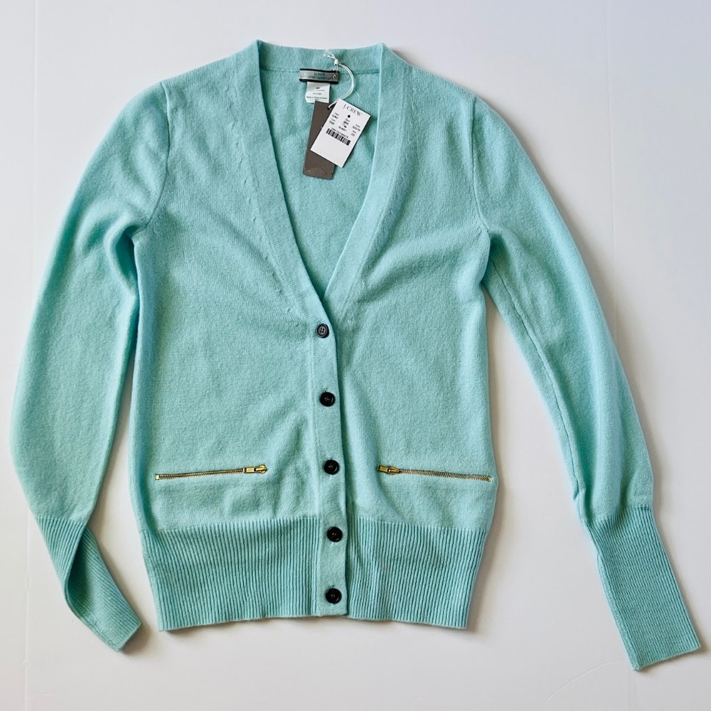 NWT J. Crew Cashmere patch pocket  cardigan XS